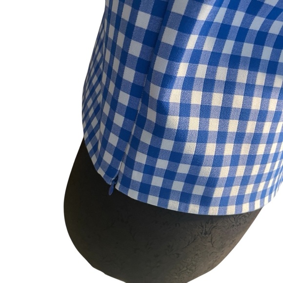 Diane Von Furstenberg Blue White Gingham Check Long Sleeve Top Size 8 EUC - Picture 4 of 11